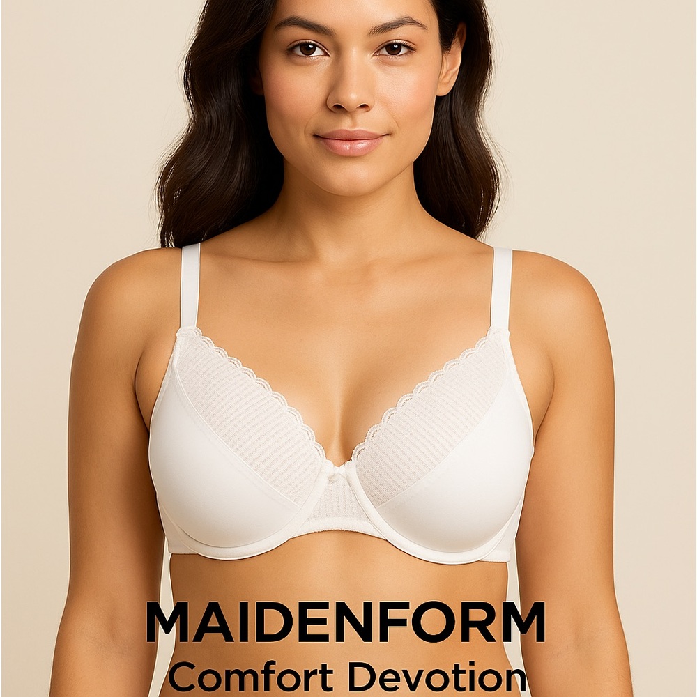 Maidenform Comfort Devotion White Lace Underwire Bra 38C NWOT